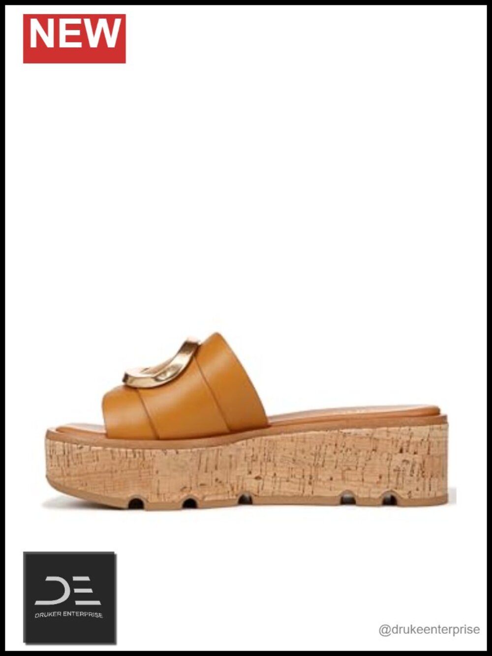 Franco Sarto Leather Platform Slide Sandals Slip-On Comfortable Strappy 2.1in